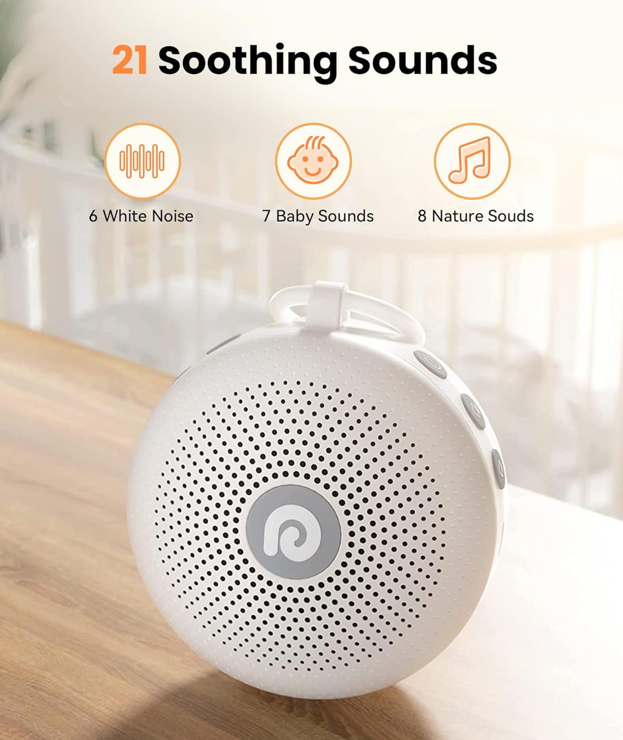 Máquina de sonido portátil para bebé 21 sonidos relajantes