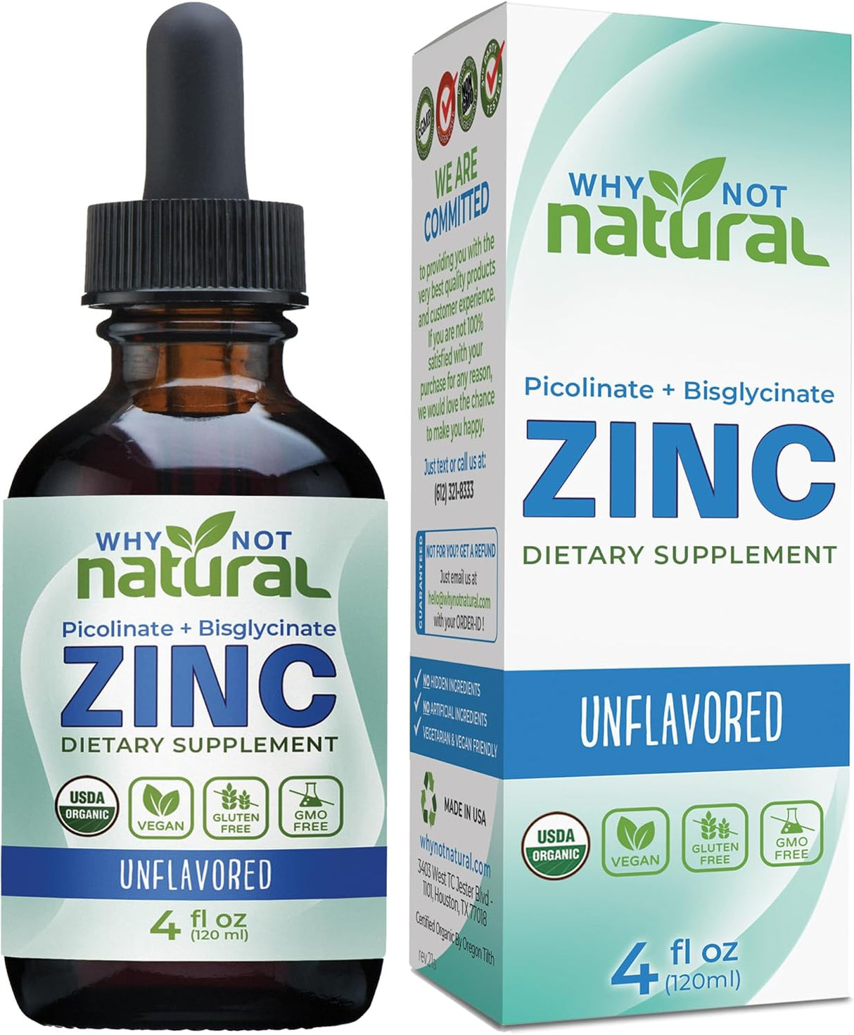 Suplemento líquido de Zinc orgánico con Picolinato y Bisglicinato, Vegano