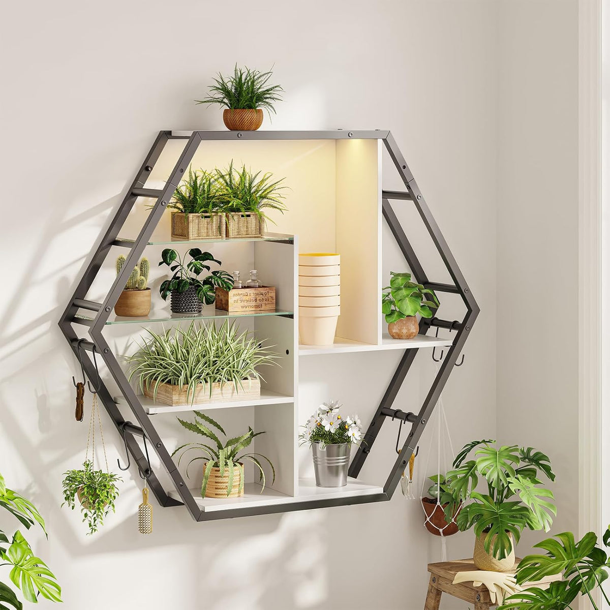 Estantes Flotantes con Luz, Almacenaje, Gran Capacidad, Modelo: LED
