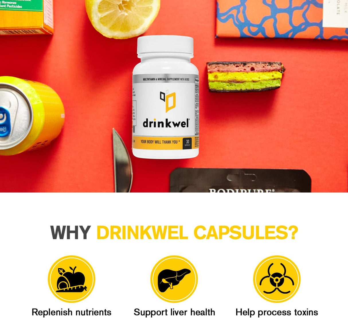 Suplemento Multivitamínico Drinkwel - 30 Cápsulas Acción Detox