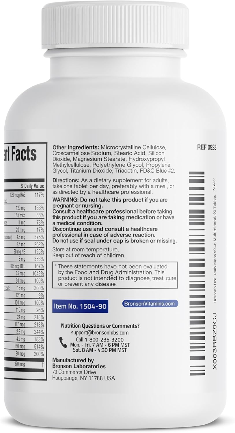Multivitamínico Completo Bronson ONE Daily 50+ 90 Tabletas