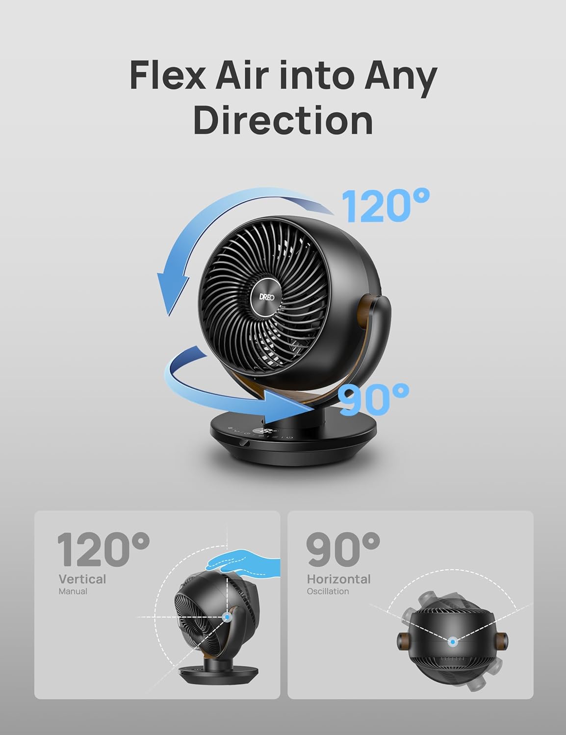 Ventilador Dreo para Dormitorio, 11 Oscilante, 4 Velocidades