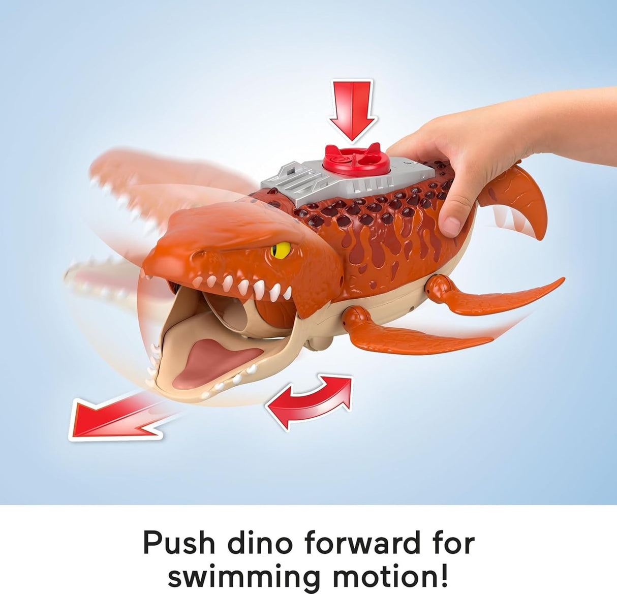 Imaginext Jurassic World Rebirth Aquachomp Mosasaurus juguete con figura y lanzador