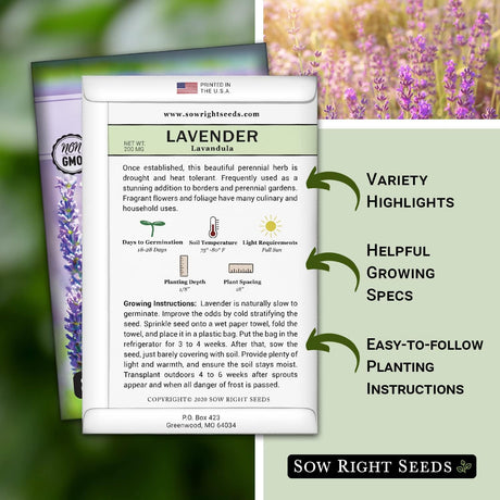 Semillas de Lavanda - Sow Right Seeds - No GMO, Perennes (1)