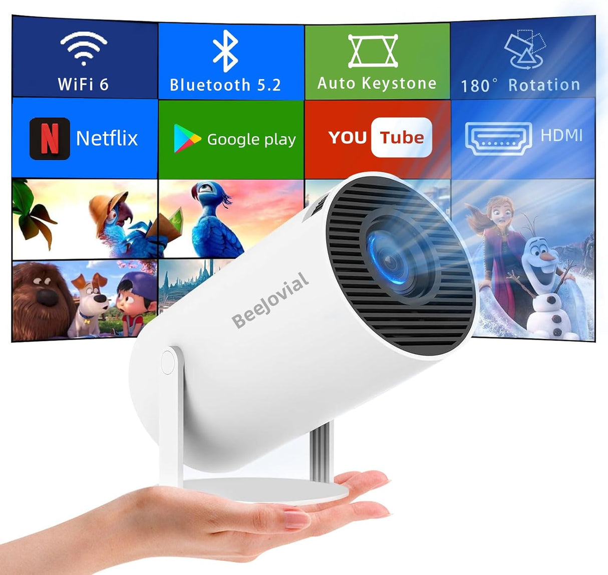 Proyector portátil WiFi Bluetooth HY300: Mini, Auto Keystone
