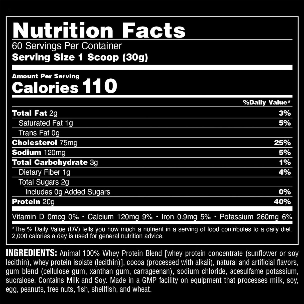 Proteína en Polvo 100% Whey Animal, BCAA, 4 lb