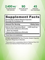 Suplementos de raíz de valeriana 2400 mg 90 unidades sin OMG