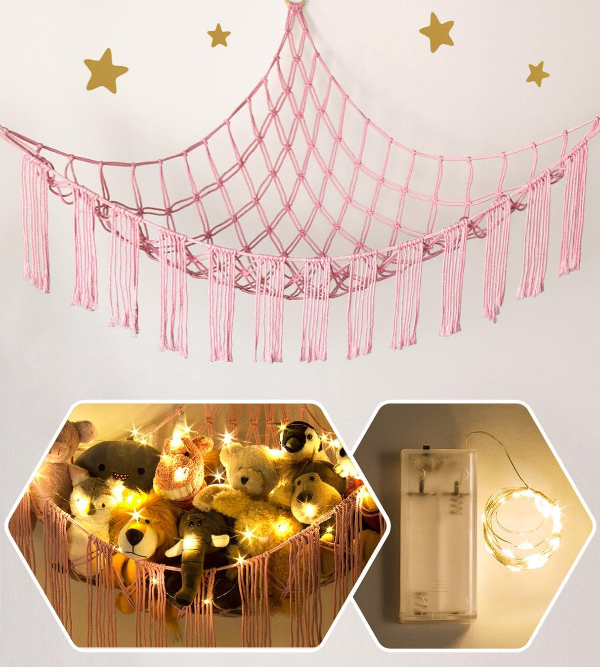 Hamaca para Peluches - Organizador Colgante - Con Luz LED