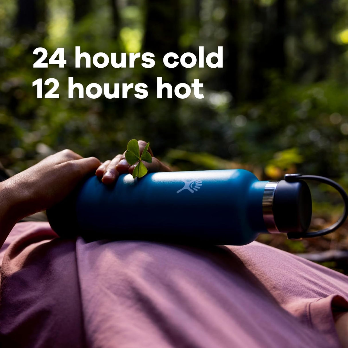 Botella de agua de acero inoxidable, boca estándar, con tapa flex.