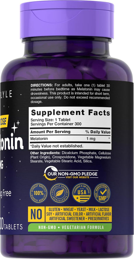 Melatonina 1 mg Carlyle | 300 Tabletas Vegetarianas Sin GMO