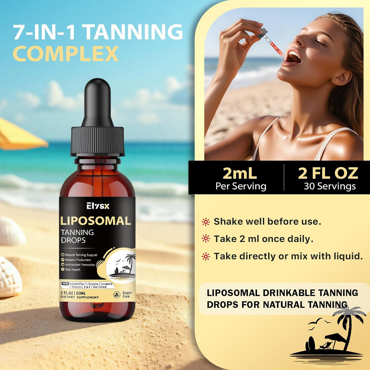 Liposomal Tanning Drops Drinkable Astaxanthin 24mg