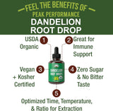 Extracto de raíz de diente de león, orgánico, vegano, líquido, 60 ml