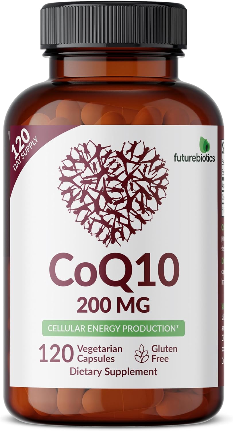 CoQ10 200 MG para Energía Celular, 120 Cápsulas Vegetarianas