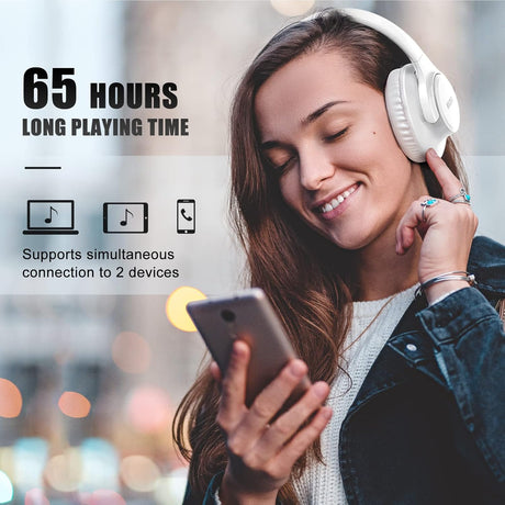 Auriculares KVIDIO Bluetooth, 65h Autonomía, Sonido HiFi