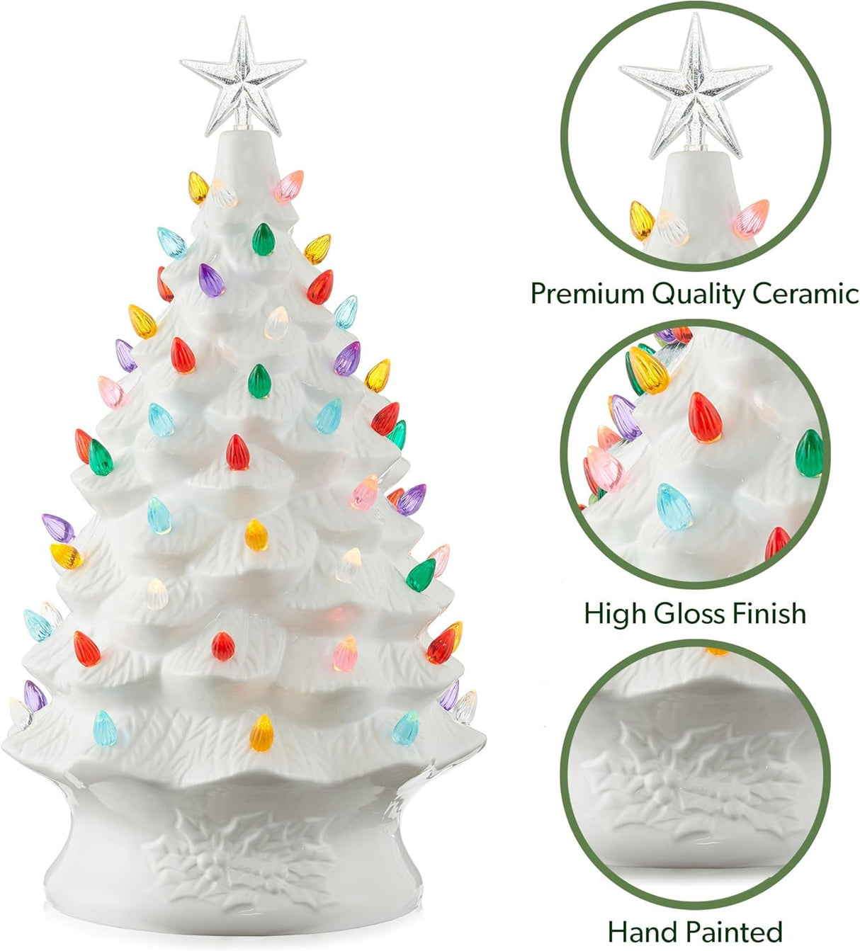 Árbol de Navidad Cerámico Casafield 24” Pre-luz 148 luces multicolor