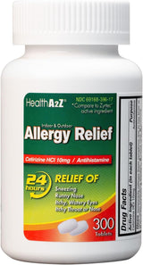 AlergiaA2Z® Cetirizina 10mg Alivio Todo el Día 300 Pzas