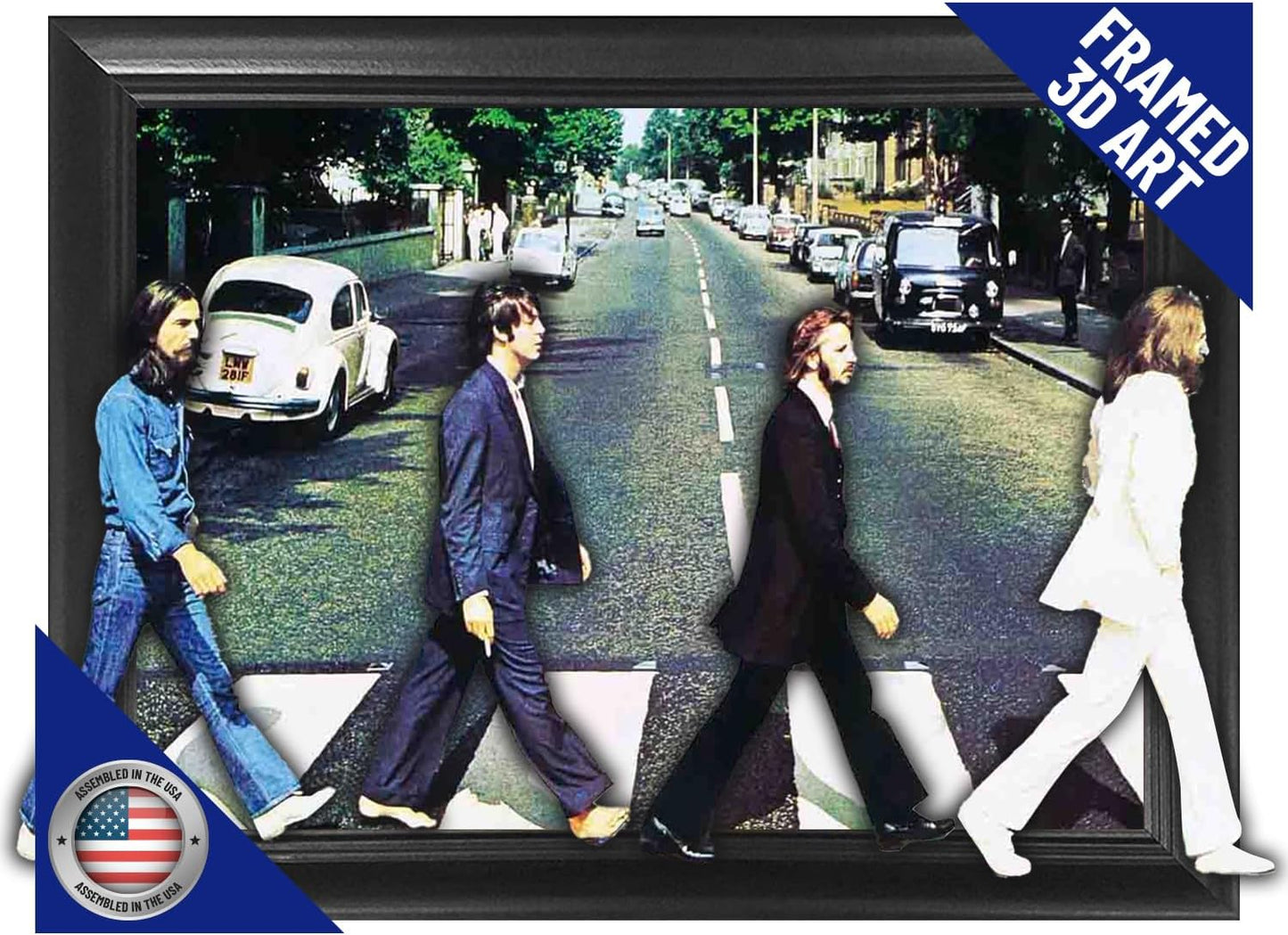 Póster 3D The Beatles Abbey Road con Marco 14.5x18.5 cm