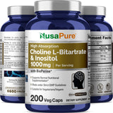 NusaPure Colina e Inositol 1000mg 200 cápsulas Vegetariano