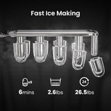 Máquina de Hielo AGLUCKY, 26.5Lbs/24H, 9 Cubos en 6 Min.