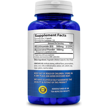 Suplemento Nicotinamida con Resveratrol  120 cápsulas