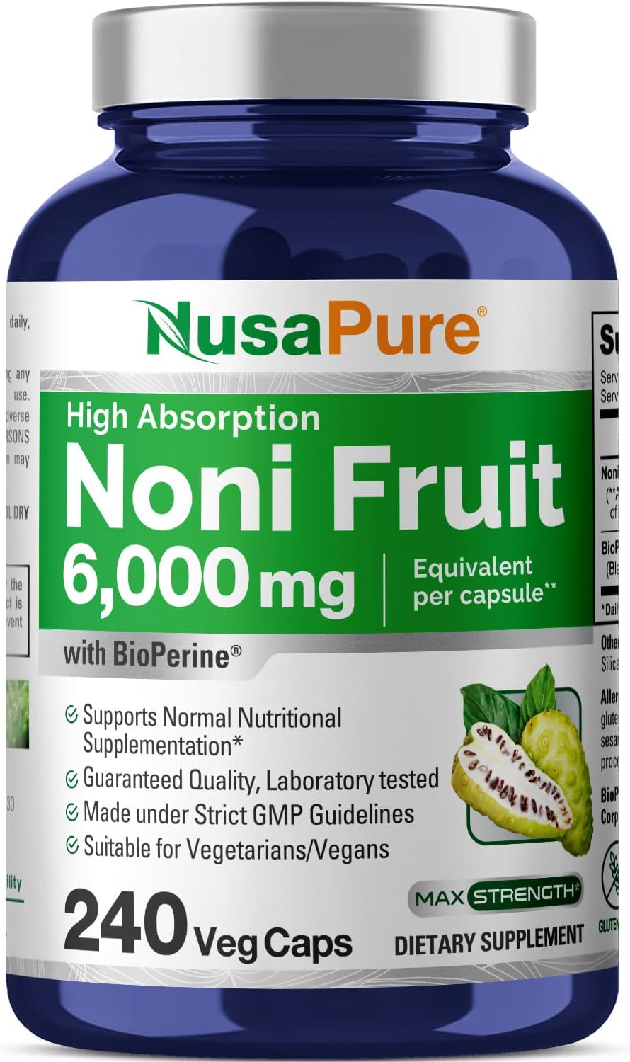 Suplemento Noni Fruit 6,000 mg 240 cápsulas vegetarianas