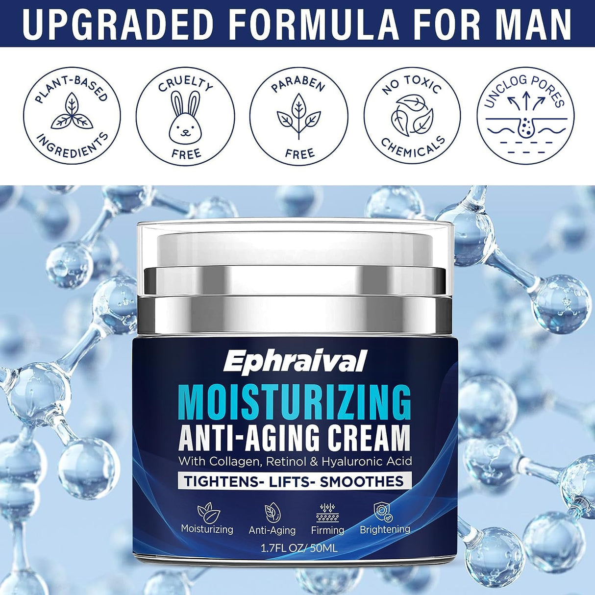 Crema hidratante facial Ephraival para hombre día y noche