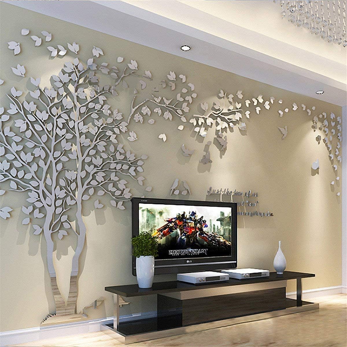 Vinilos 3D de Árbol y Aves - Decoración para Pared M-98X51in