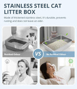 Caja de arena para gatos de acero inoxidable WENBOKMIN