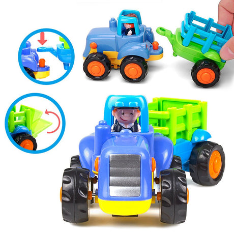 Juego de tractor excavadora camión mezclador y volcador
