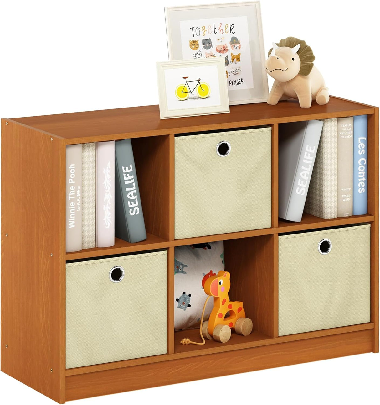 Estantería Furinno 3x2 con Bins, Almacenamiento, Modelo Básico