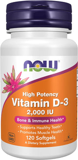 Suplementos NOW Foods, Vitamina D-3 2,000 IU, 120 Softgels