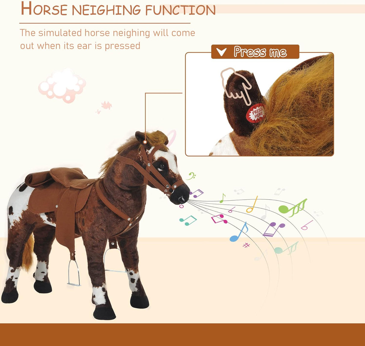 Caballo de Peluche para Niños con Sonidos de Relincho y Galope