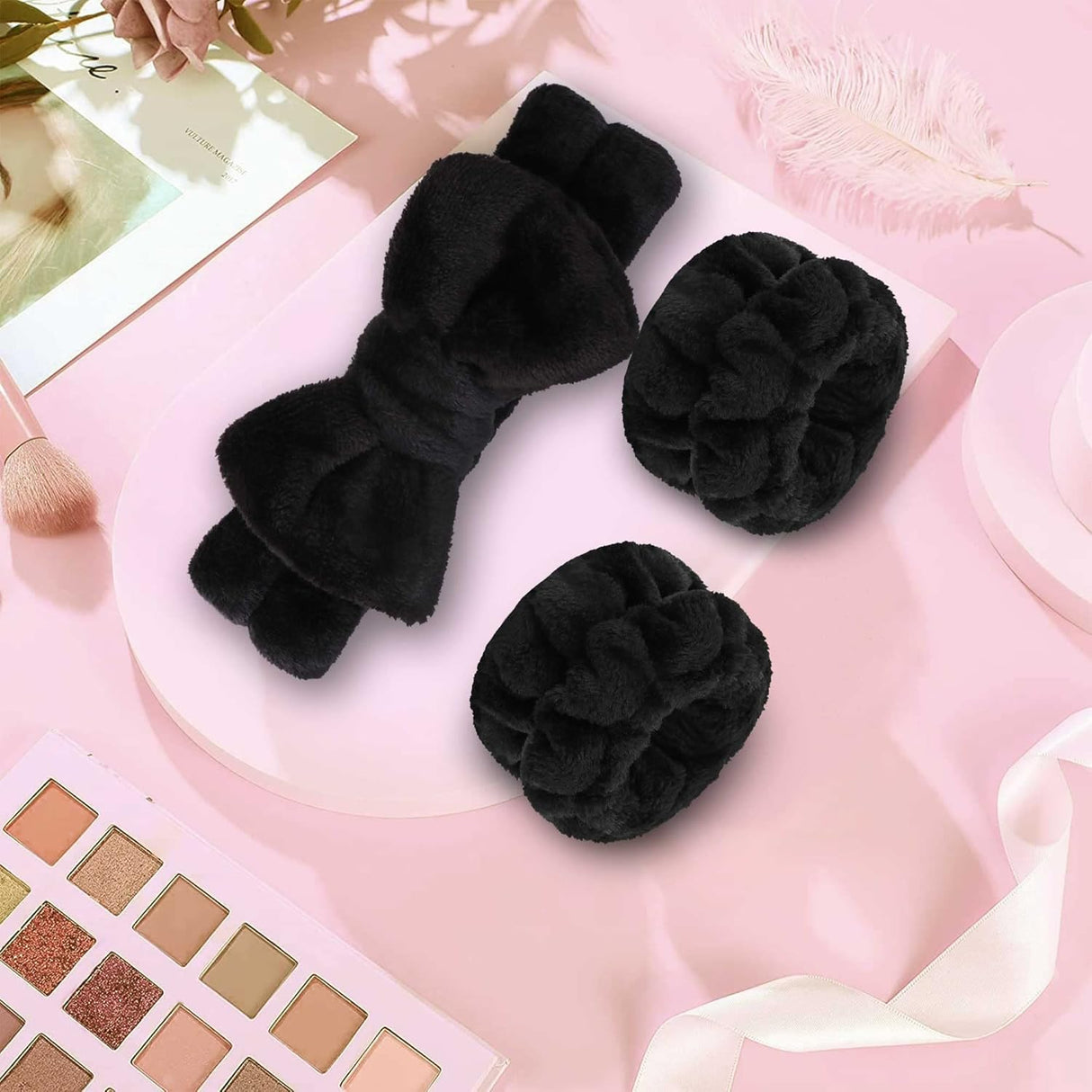 Diademas de spa negra para el cuidado corporal WSYUB