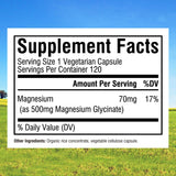 Glicinato de Magnesio 500 mg, 240 Cápsulas Vegetarianas