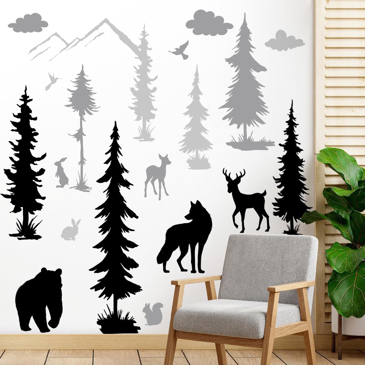 Decoración Pared Siluetas Animales Bosque - Stickers DIY