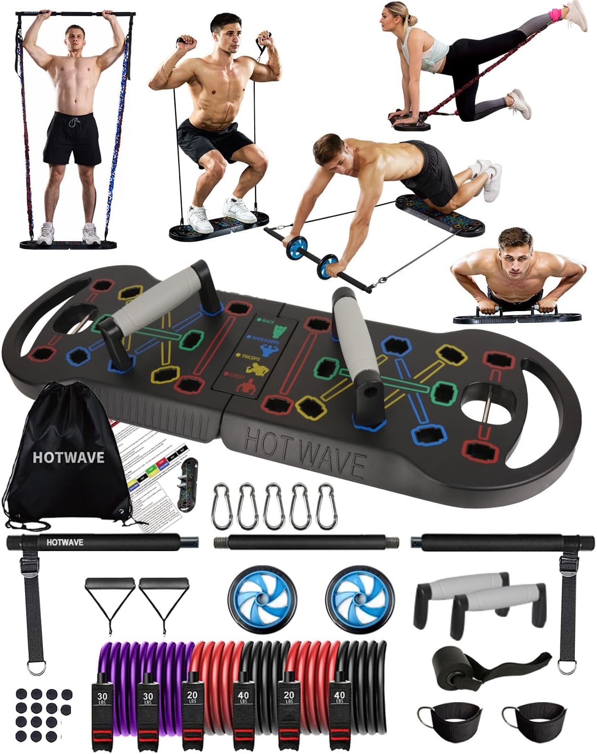 Equipo de Ejercicio HOTWAVE 20 en 1 con Accesorios de Gimnasio