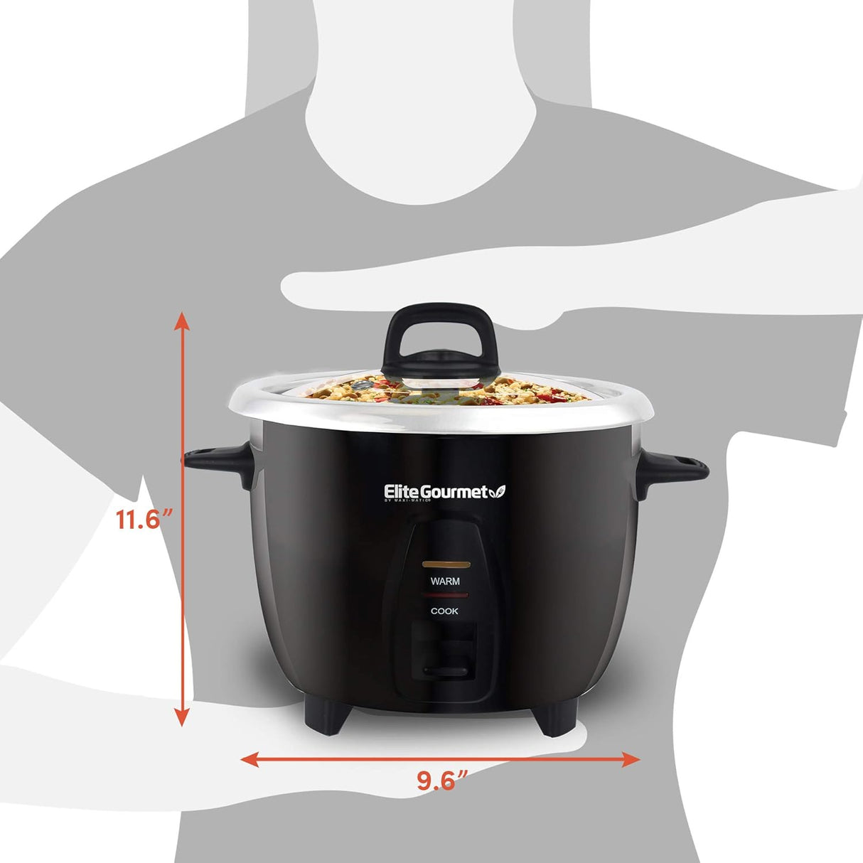 Olla Arrocera Elite Gourmet ERC2010B, 10 tazas, acero inoxidable