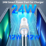 Cargador de coche Rombica 4.8A USB con cables para iPhone 14/13