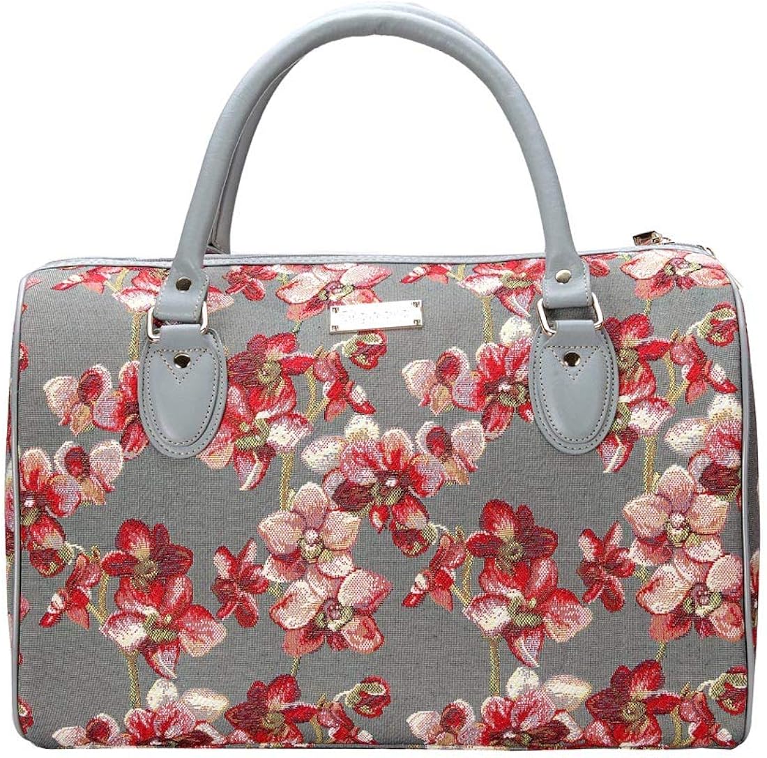 Bolsa con estampado floral y fondo gris Signare