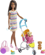 Barbie Perro Paseo Set con Muñeca y Accesorios