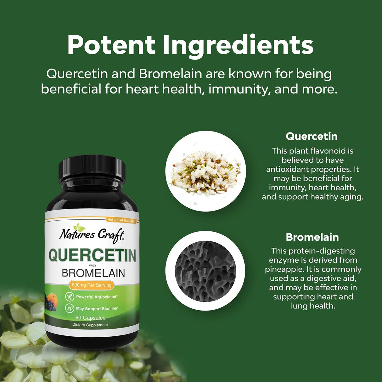 Suplemento de Quercetina y Bromelina Apoyo Inmunológico