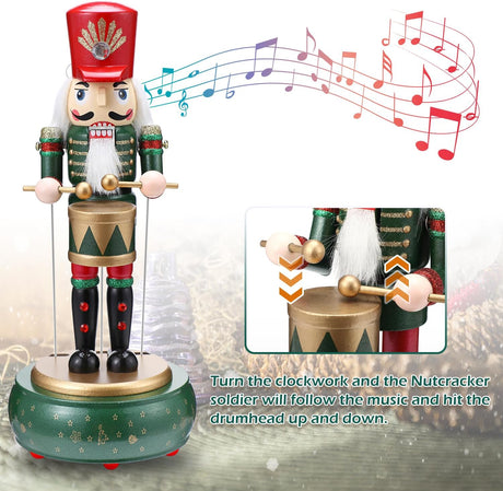 Figuras de Navidad Nutcracker, Biupky, 12 Madera, Caja Musical