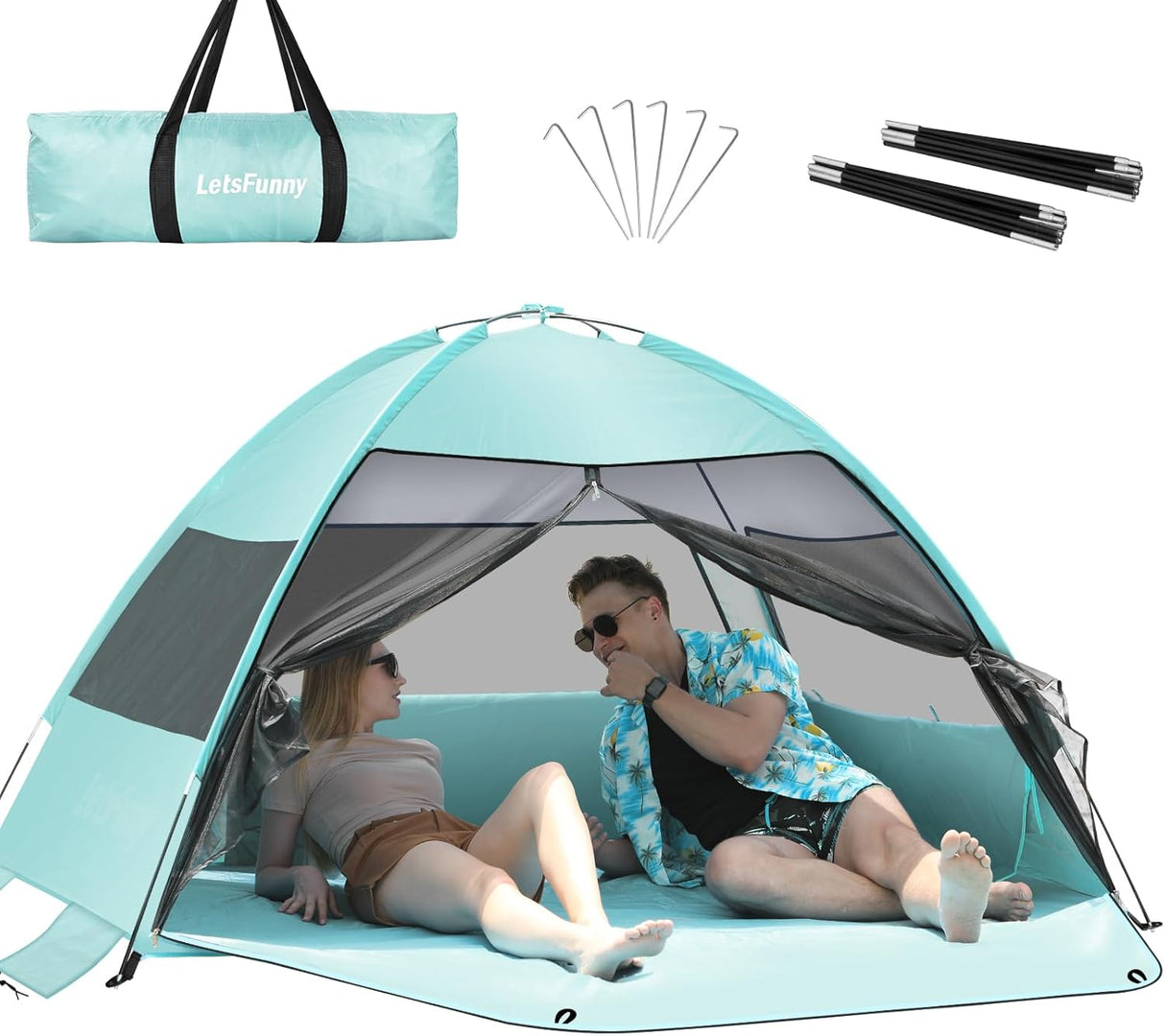Tienda de playa fácil de montar, anti-UV, con ventanas enrollables