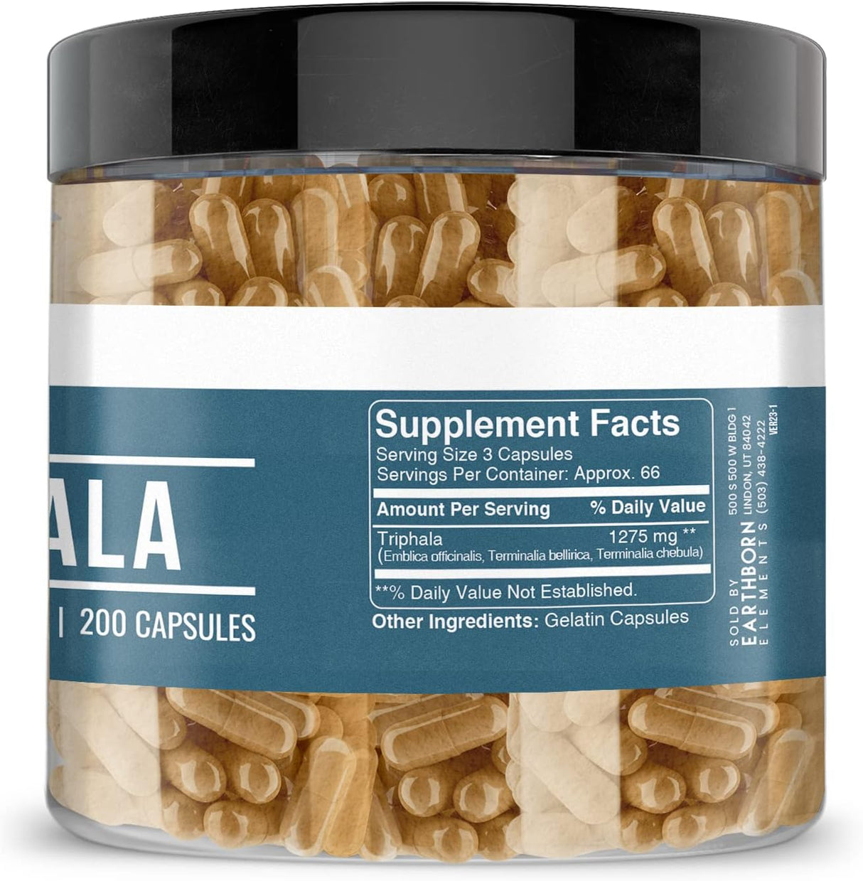Suplemento Earthborn Elements Triphala 200 cápsulas  puras