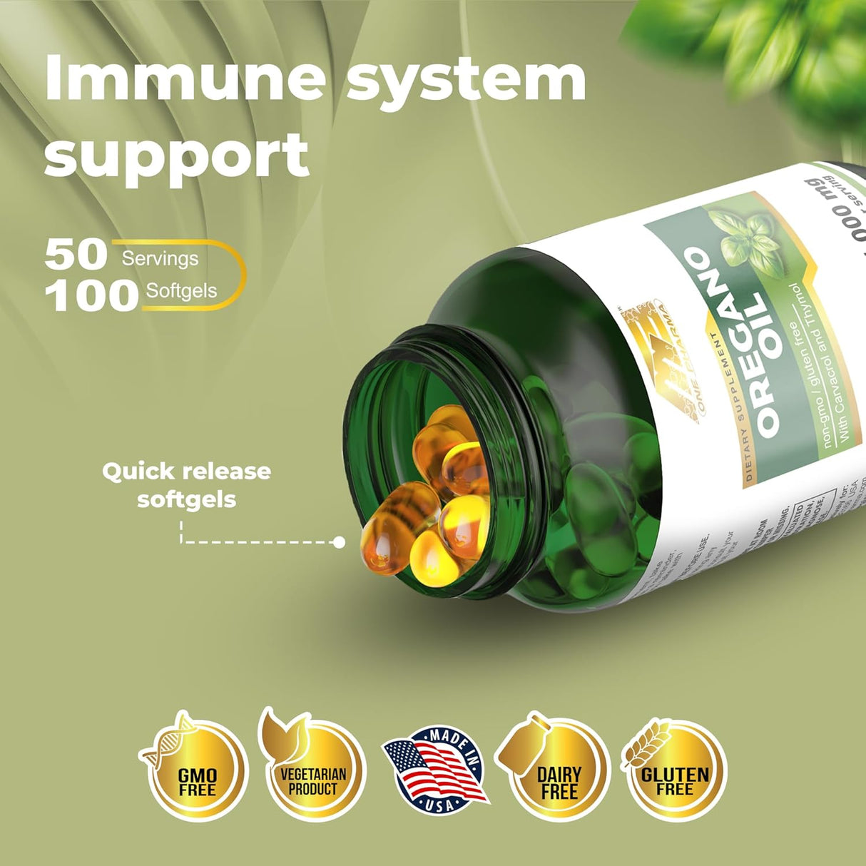 MB One Aceite de Orégano 4000mg - Extracto 65:1, Carvacrol, 100 cápsulas