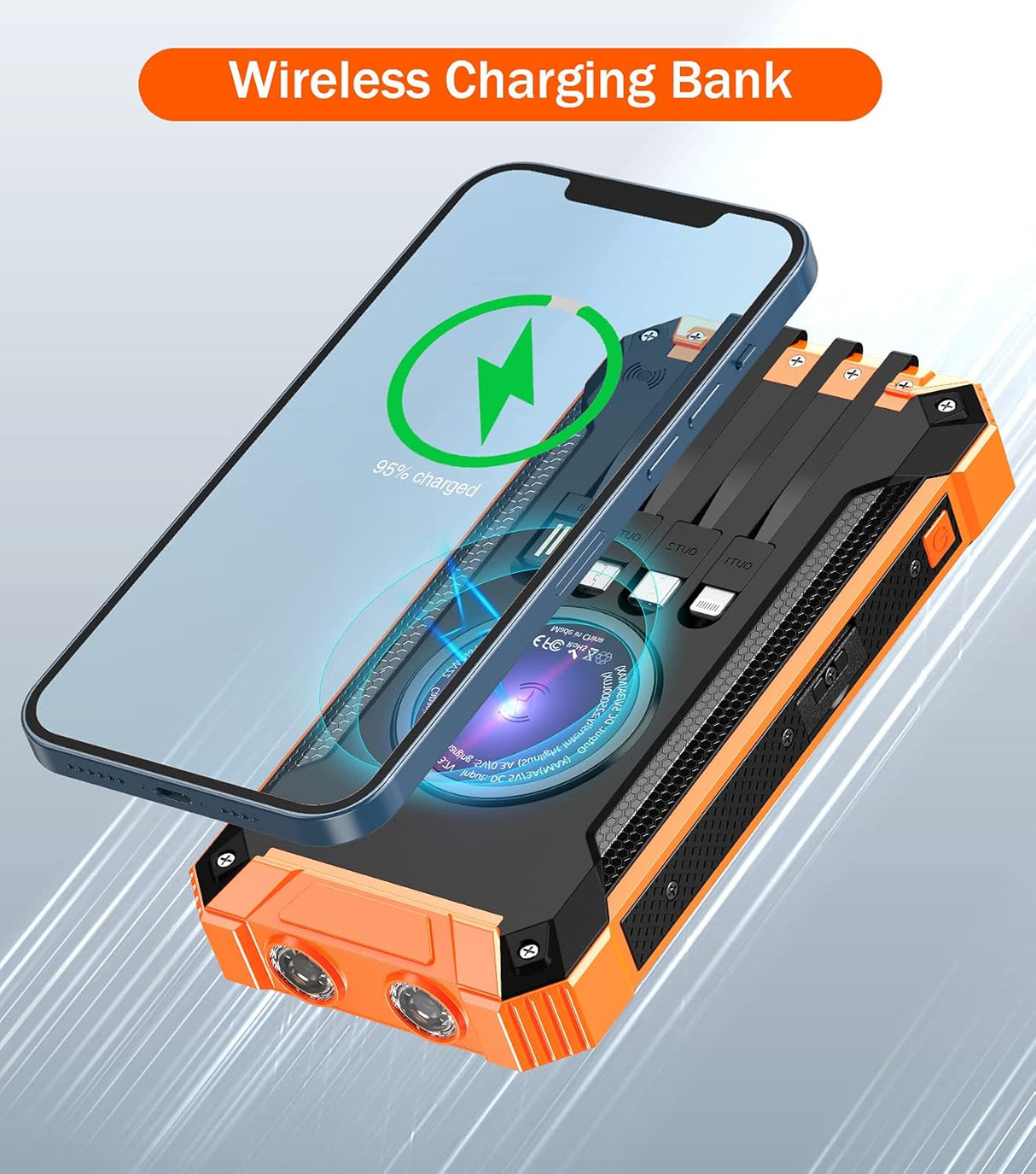 Cargador de energía solar de 36000 mAh integrado 4 cables
