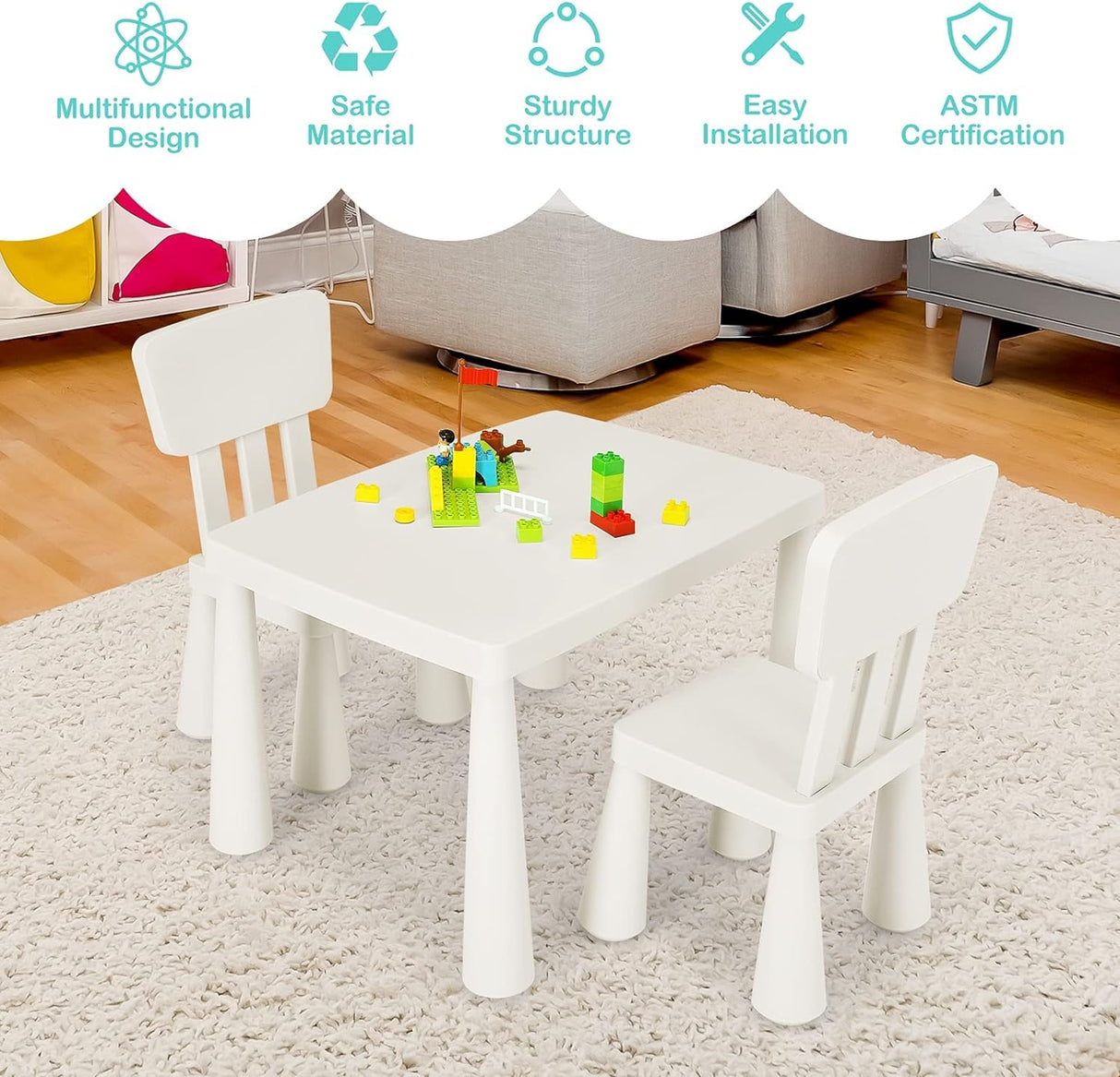 Mesas y Sillas para Niños blanco jardín de infantes