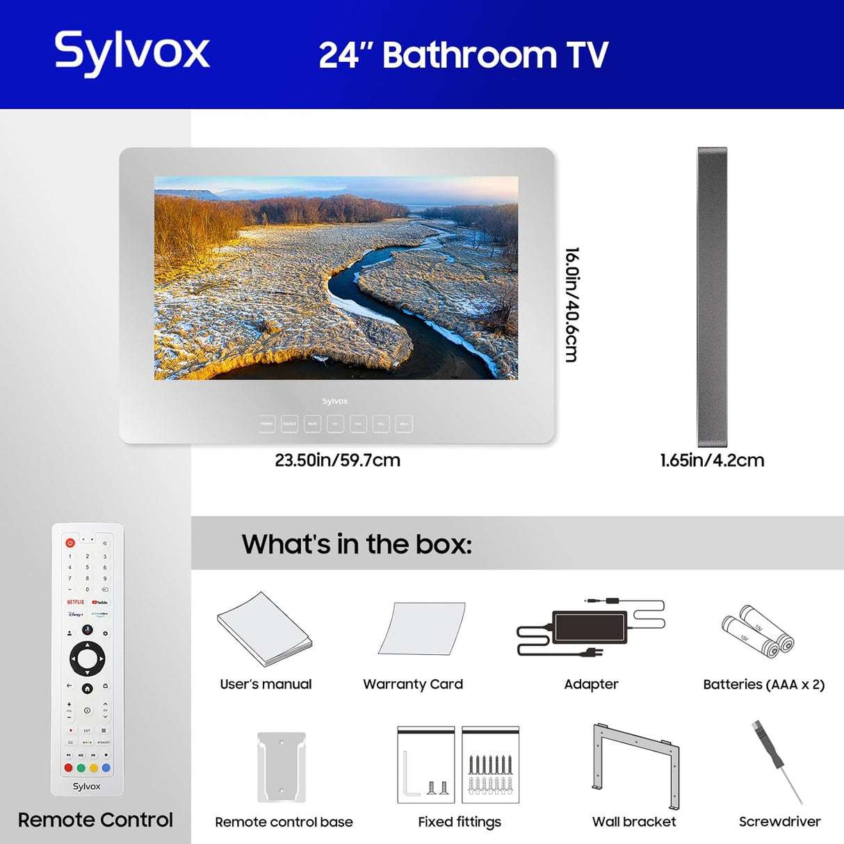 Televisor Espejo SYLVOX 24 Smart, 1080P, IP66, WiFi, Bluetooth
