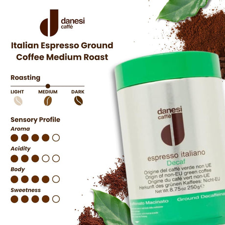 Café Espresso Molido Decaf Danesi Caffe - Tostado Medio 8.75oz
