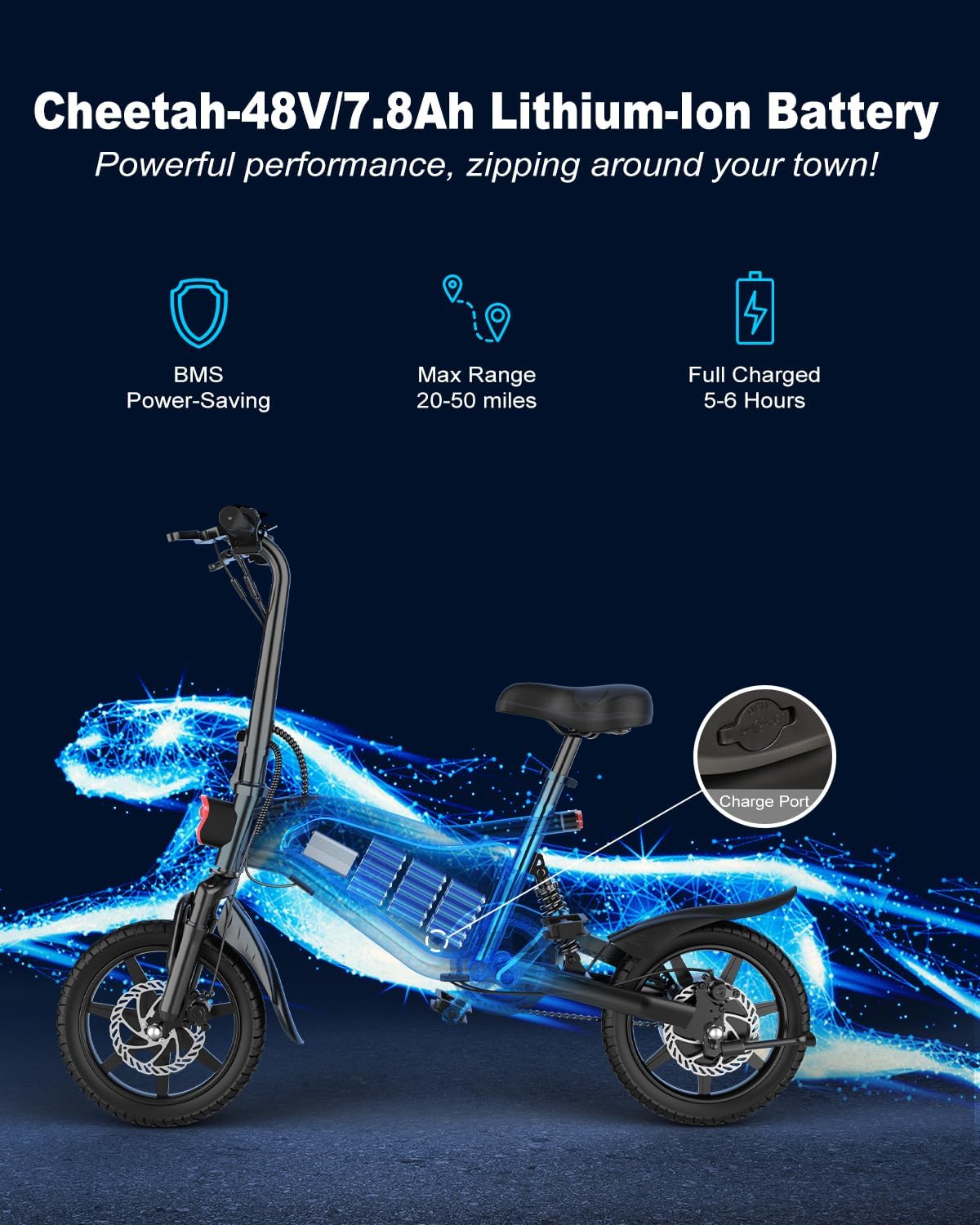 Bicicleta Eléctrica Plegable ANCHEER 14, 350W, 22MPH, UL 2849